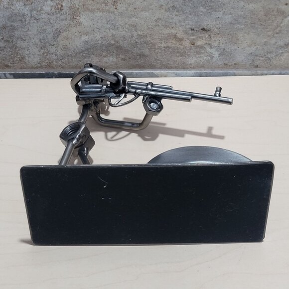 Nuts and Bolts Rifleman Figurine Business Card Holder Metal Shooting Hunting - Picture 5 of 13